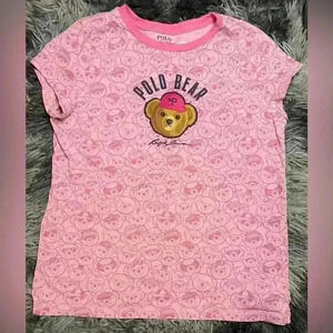 Vintage hot pink t-shirt with super cute iconic Ralph Laurer teddy bear logo .